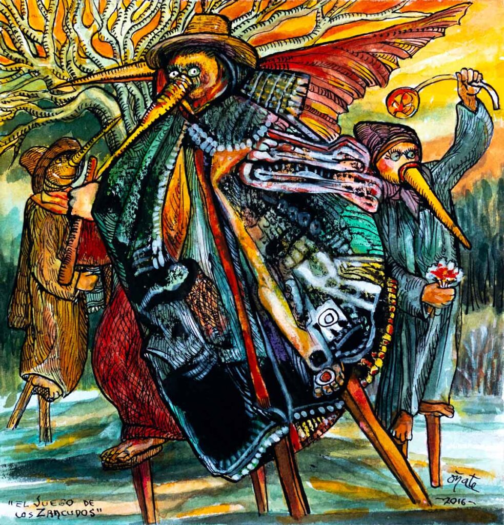 "El juego de los zancudos" 2016, acuarela sobre papel algodón, 26 cm. x 25 cm.