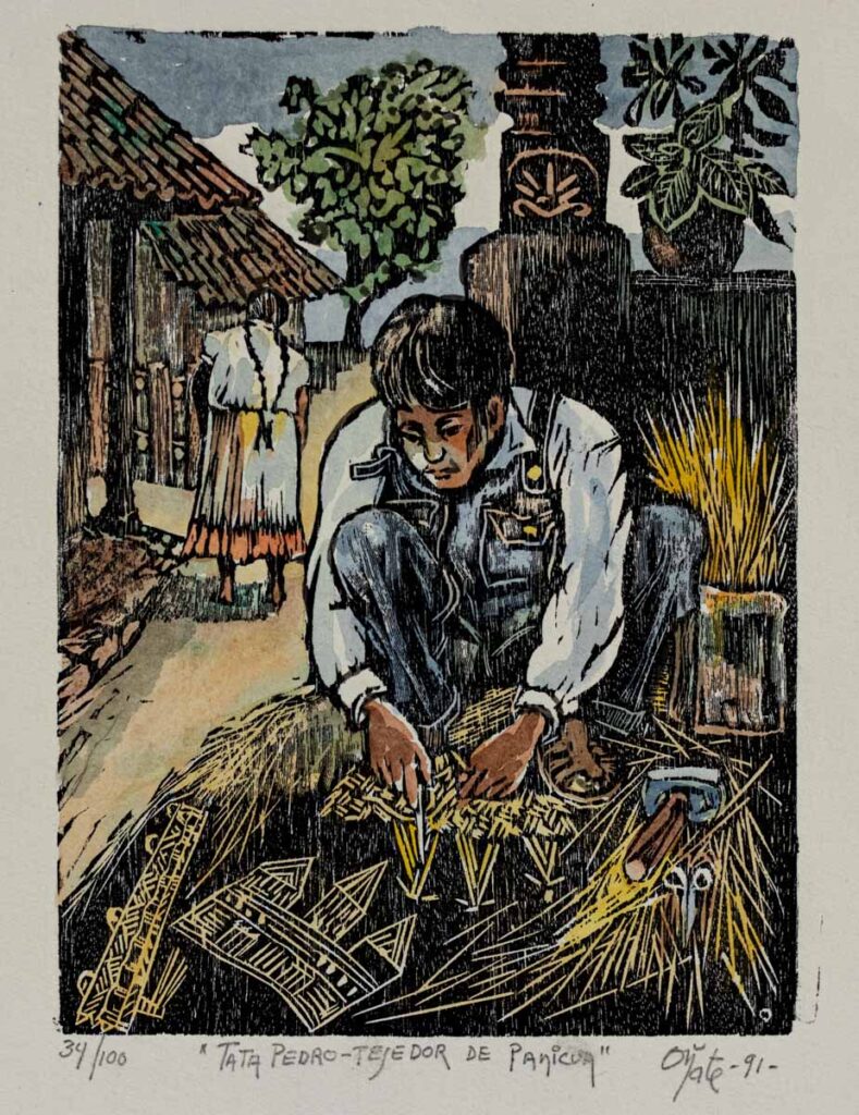 "Tata Pedro Ihuatzio" 34/100, 1991, grabado acuarelado, 30 cm. x 40 cm.