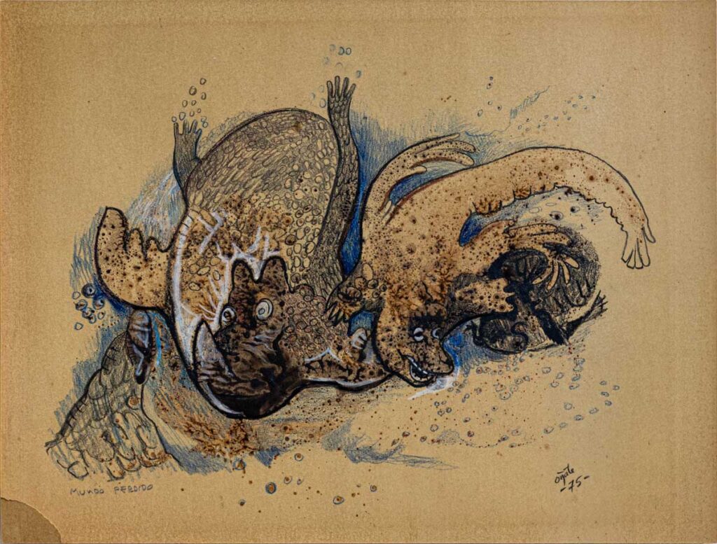 "Mundo perdido" año 1975, medidas 33 cm. x 43 cm.