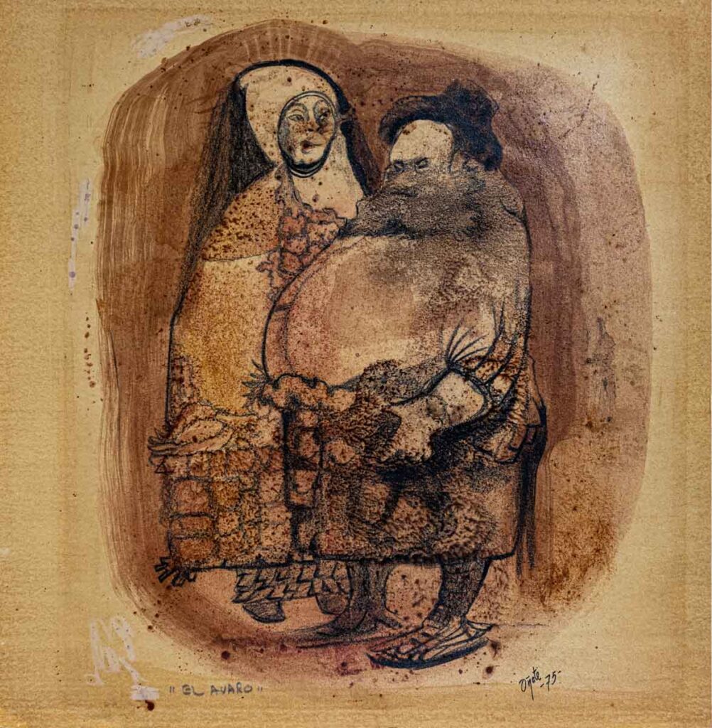 "El avaro" año 1975, medidas 36 cm. x 35 cm.