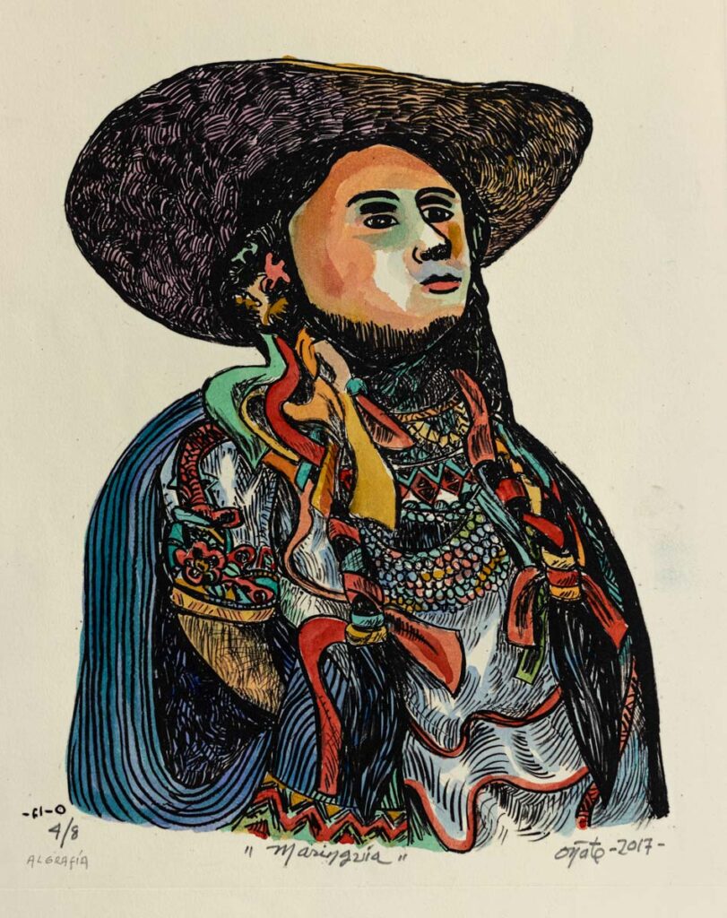 "Maringuia" 4/8, 2017, caligrafia acuarelada, 50 cm. x 40 cm.