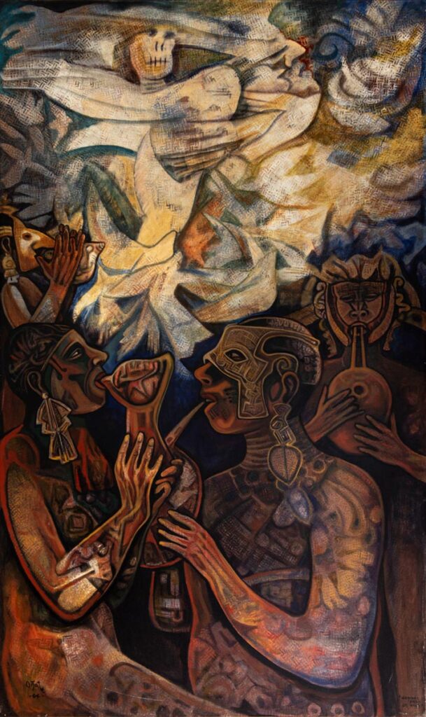 "Sonidos de la vida" 2004, acrílico sobre tela, 2 m. x 1.20 m.